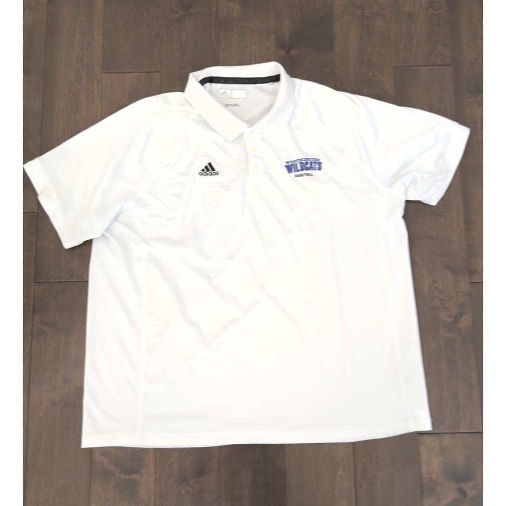 Adidas Polo Golf Shirt Mens Size 2XL White Short Sleeve Climacool WSA Basketball